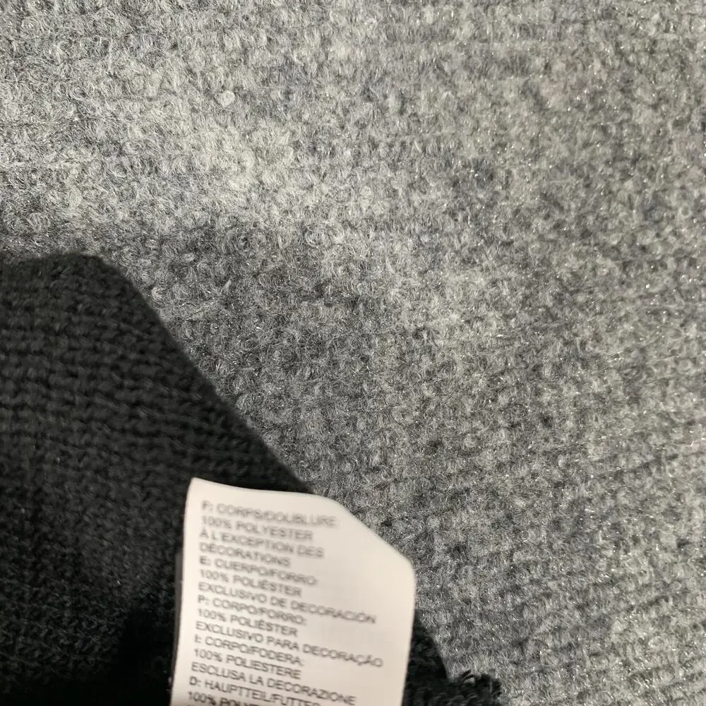 The North Face Beanie Hat Boys One Size Black Knit Fleece Lined Logo Winter